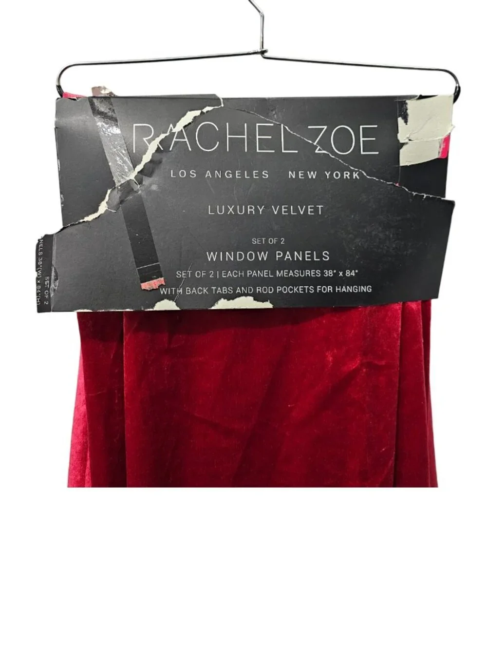 Rachel Zoe Luxury Velvet Red Window Curtains Back Tab Panel Drapes New 38